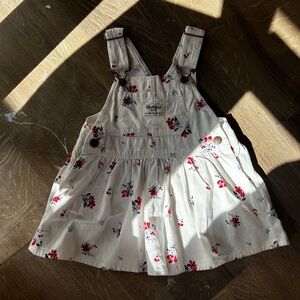 OSHKOSH B’GOSH Baby Girl White Denim Floral Overall Dress